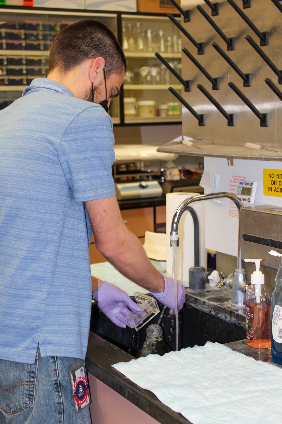 Person using lab sink